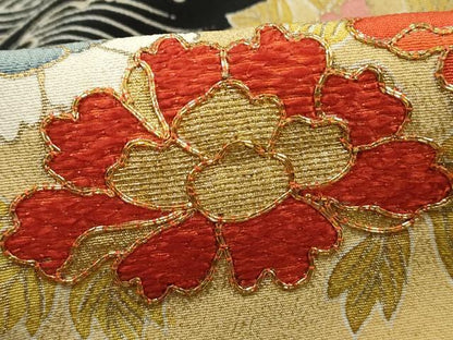 平和屋着物■豪華黒留袖　駒刺繍　立波花松文　金彩　正絹　逸品　DABJ0386qa