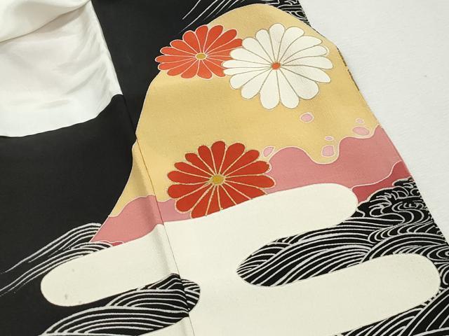 平和屋着物■豪華黒留袖　駒刺繍　立波花松文　金彩　正絹　逸品　DABJ0386qa