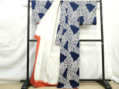 平和屋着物■上質な小紋　小花紋　銀彩　正絹　逸品　DABJ0388qa