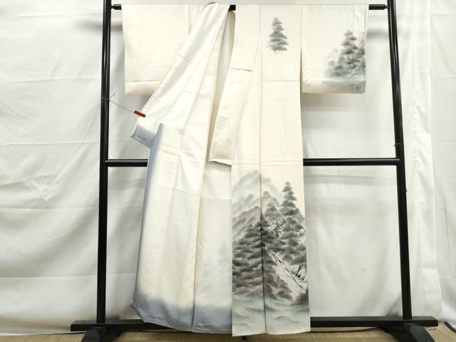 平和屋着物■訪問着　手描き　風景樹林文　暈し染め　正絹　逸品　DABJ0389qa