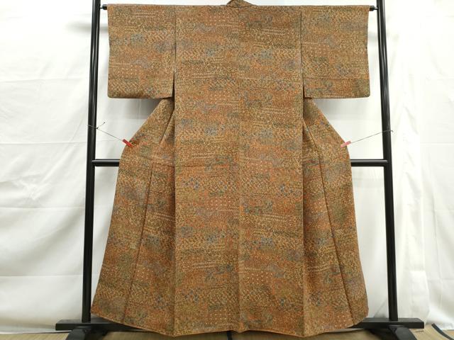 平和屋着物■上質な小紋　抽象花丸文　正絹　逸品　DABJ0392qa