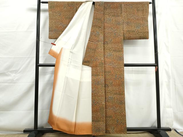 平和屋着物■上質な小紋　抽象花丸文　正絹　逸品　DABJ0392qa