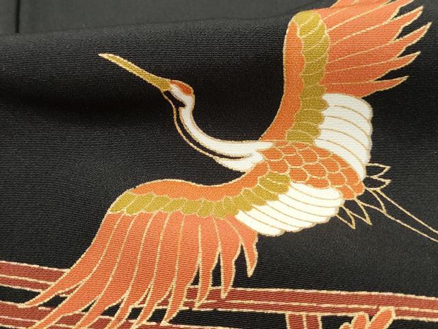 平和屋着物■豪華黒留袖　駒刺繍　飛鶴花鼓文　金彩　正絹　逸品　DABJ0396qa