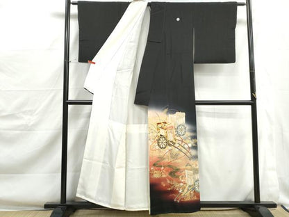 平和屋着物■豪華駒刺繍　流水御所車花文　暈し染め　金彩　正絹　逸品　DABJ0397qa