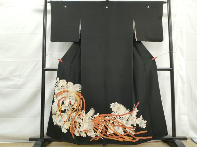 平和屋着物■豪華黒留袖　駒刺繍　花鳥文　鳳凰　金彩　正絹　逸品　DABJ0398qa