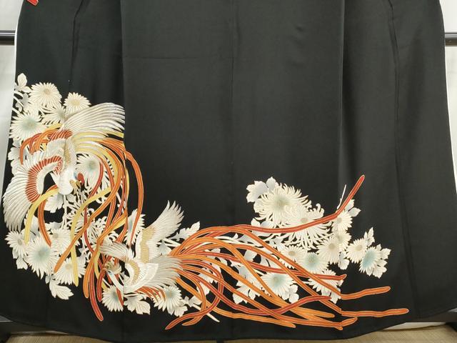 平和屋着物■豪華黒留袖　駒刺繍　花鳥文　鳳凰　金彩　正絹　逸品　DABJ0398qa