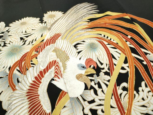 平和屋着物■豪華黒留袖　駒刺繍　花鳥文　鳳凰　金彩　正絹　逸品　DABJ0398qa