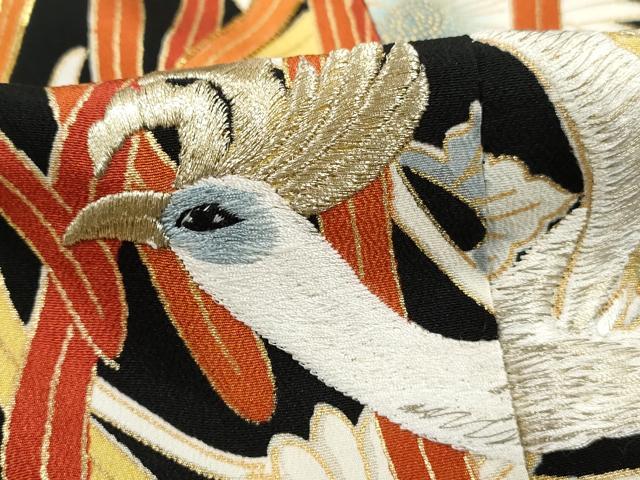 平和屋着物■豪華黒留袖　駒刺繍　花鳥文　鳳凰　金彩　正絹　逸品　DABJ0398qa