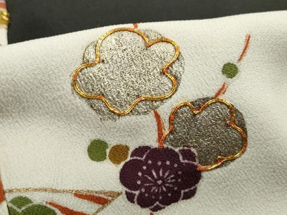 平和屋着物■豪華黒留袖　駒刺繍　扇面花文　金銀彩　正絹　逸品　DABJ0399qa