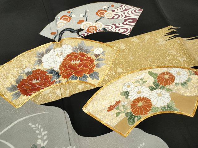 平和屋着物■豪華黒留袖　駒刺繍　地紙枝花文　金彩　やまと誂製　正絹　逸品　DABJ0400qa