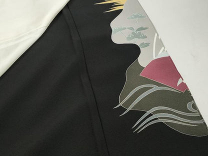 平和屋着物■豪華黒留袖　駒刺繍　地紙枝花文　金彩　やまと誂製　正絹　逸品　DABJ0400qa