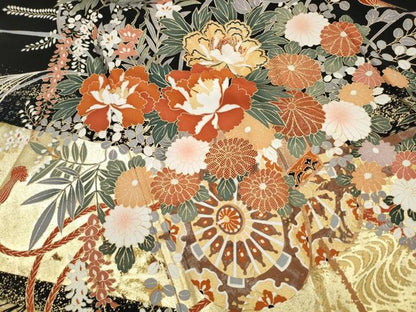 平和屋着物■豪華黒留袖　エ霞花文　牡丹　金彩　正絹　逸品　DABJ0402qa