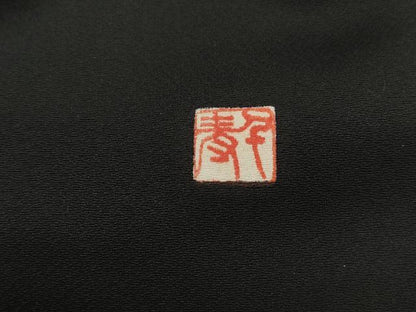 平和屋着物■豪華黒留袖　作家物　風景花文　暈し染め　金彩　正絹　逸品　DABJ0403qa