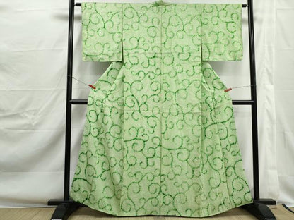 平和屋着物■上質な小紋　総絞り　唐草文　正絹　逸品　DABJ0410qa