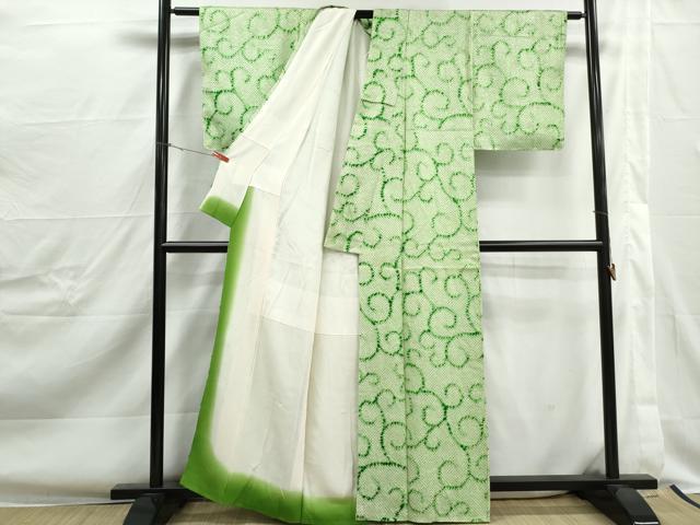 平和屋着物■上質な小紋　総絞り　唐草文　正絹　逸品　DABJ0410qa