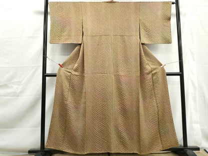 平和屋着物■上質な小紋　総絞り　霞文　暈し染め　正絹　逸品　DABJ0416qa