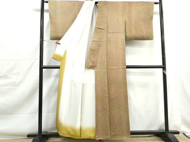 平和屋着物■上質な小紋　総絞り　霞文　暈し染め　正絹　逸品　DABJ0416qa