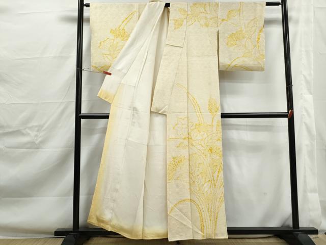 平和屋着物■訪問着　総絞り　草花文　正絹　逸品　DABJ0417qa