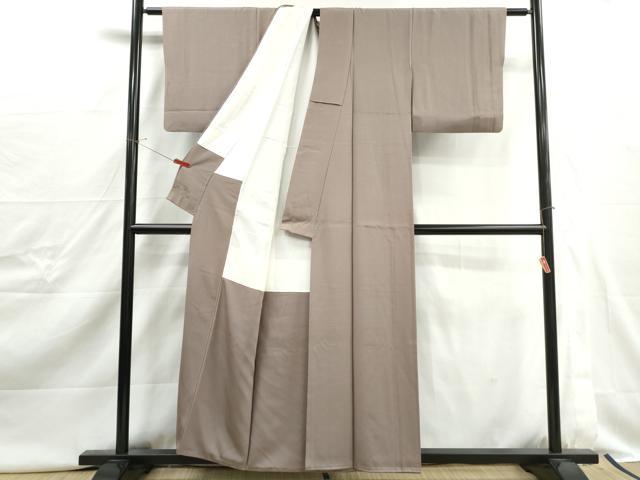 平和屋着物■上質な色無地　利休白茶色　正絹　逸品　DABJ0419qa