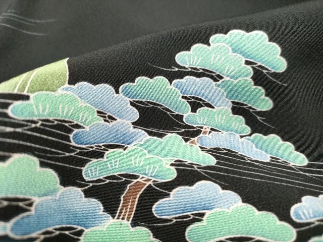 平和屋着物■豪華黒留袖　友禅　作家物　風景枝松文　正絹　逸品　DABJ0422qa