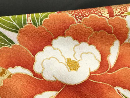 平和屋着物■豪華黒留袖　駒刺繍　孔雀花文　金彩　ロング丈　正絹　逸品　DABJ0423qa