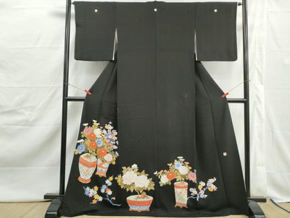 平和屋着物■豪華黒留袖　作家物　飾花文　金彩　正絹　逸品　DABJ0424qa