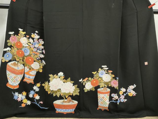 平和屋着物■豪華黒留袖　作家物　飾花文　金彩　正絹　逸品　DABJ0424qa