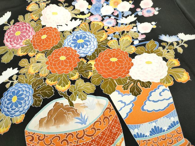 平和屋着物■豪華黒留袖　作家物　飾花文　金彩　正絹　逸品　DABJ0424qa