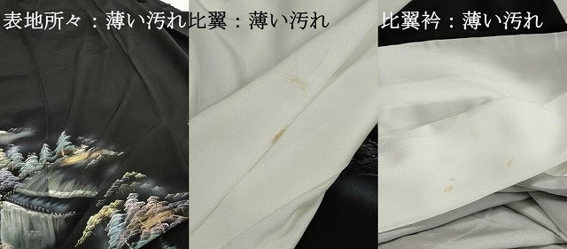 平和屋着物■豪華黒留袖　風景樹林文　暈し染め　金彩　正絹　逸品　DABJ0425qa