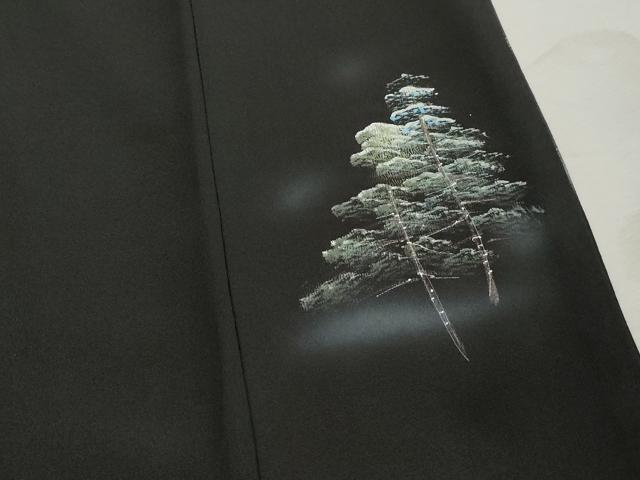 平和屋着物■豪華黒留袖　風景樹林文　暈し染め　金彩　正絹　逸品　DABJ0425qa