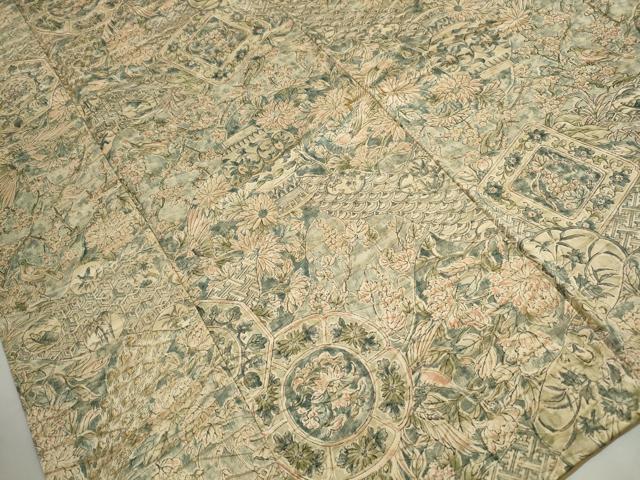 平和屋着物■上質な小紋　風景花鳥文　正絹　逸品　DABJ0435qa