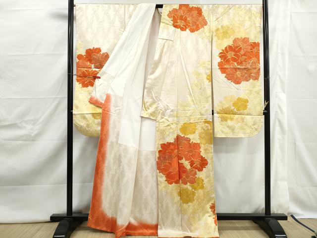 平和屋着物■豪華振袖　駒刺繍　草花文　金彩　正絹　逸品　DABJ0437qa