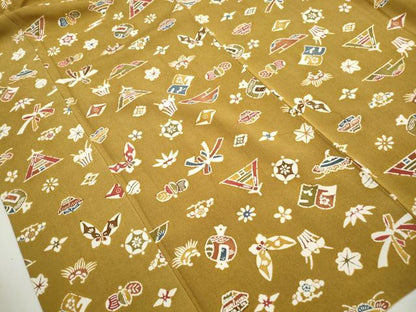平和屋着物■上質な小紋　型染め　舞蝶文　宝尽くし　正絹　逸品　DABJ0439qa