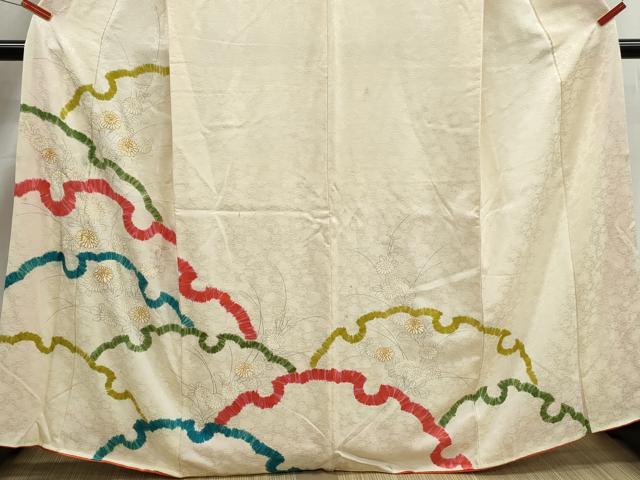 平和屋着物■訪問着　駒刺繍　雪輪花文　金彩　正絹　逸品　DABJ0442qa