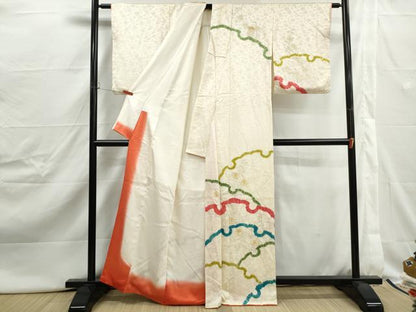 平和屋着物■訪問着　駒刺繍　雪輪花文　金彩　正絹　逸品　DABJ0442qa