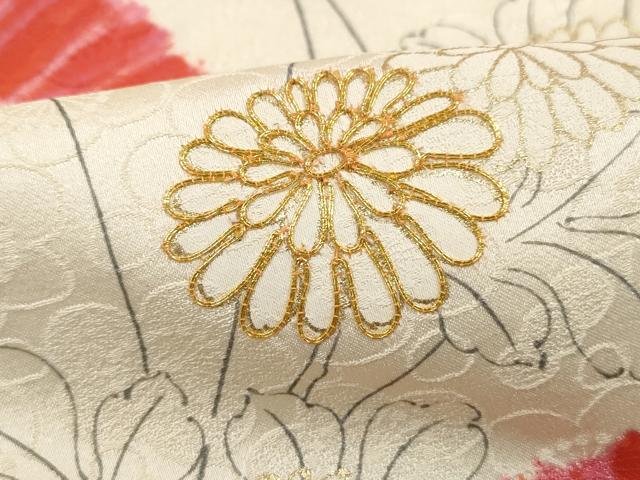 平和屋着物■訪問着　駒刺繍　雪輪花文　金彩　正絹　逸品　DABJ0442qa