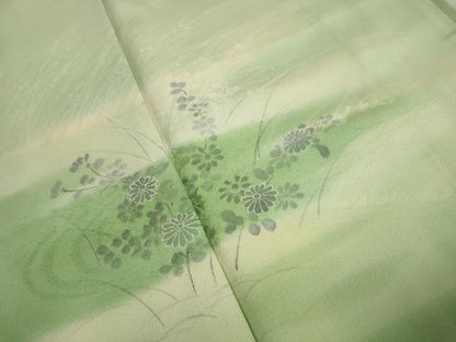 平和屋着物■訪問着　霞草花文　暈し染め　正絹　逸品　DABJ0445qa