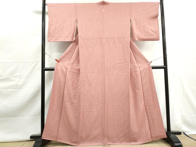平和屋着物■上質な色無地　舞花地紋　紅梅色　正絹　逸品　DABJ0446qa