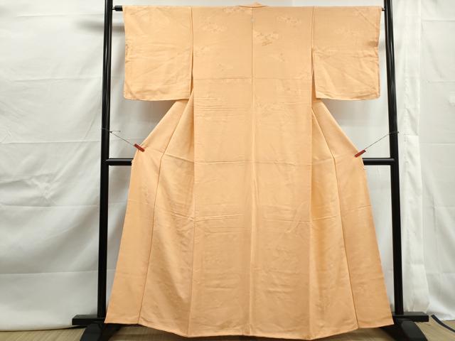 平和屋着物■上質な色無地　風景花地紋　杏色　正絹　逸品　DABJ0448qa