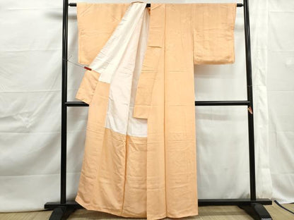 平和屋着物■上質な色無地　風景花地紋　杏色　正絹　逸品　DABJ0448qa