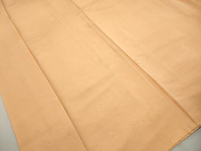 平和屋着物■上質な色無地　風景花地紋　杏色　正絹　逸品　DABJ0448qa
