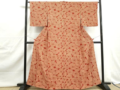 平和屋着物■上質な小紋　型染め　花尽くし　正絹　逸品　DABJ0450qa
