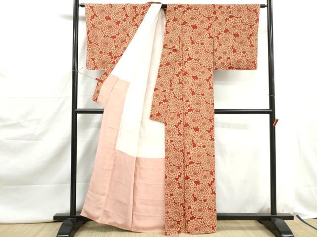 平和屋着物■上質な小紋　型染め　花尽くし　正絹　逸品　DABJ0450qa