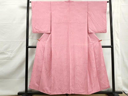 平和屋着物■上質な色無地　乱菊地紋　紅梅色　正絹　逸品　DABJ0451qa