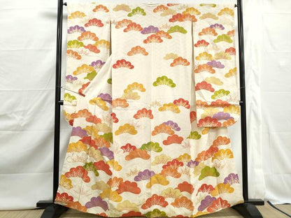 平和屋着物■豪華振袖　駒刺繍　松尽くし　金彩　正絹　逸品　DABJ0453qa