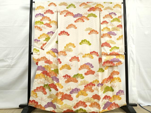 平和屋着物■豪華振袖　駒刺繍　松尽くし　金彩　正絹　逸品　DABJ0453qa