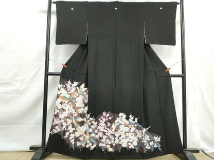 平和屋着物■豪華黒留袖　駒刺繍　花鳥文　金彩　正絹　逸品　DABJ0456qa
