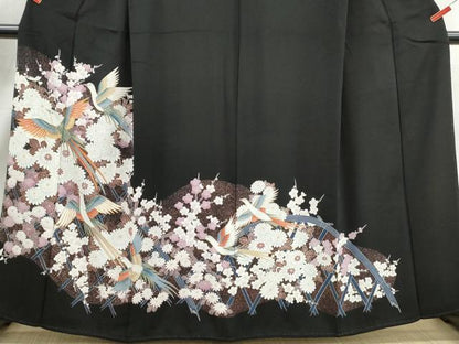 平和屋着物■豪華黒留袖　駒刺繍　花鳥文　金彩　正絹　逸品　DABJ0456qa