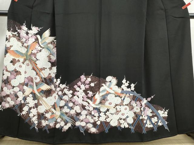 平和屋着物■豪華黒留袖　駒刺繍　花鳥文　金彩　正絹　逸品　DABJ0456qa