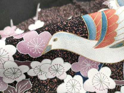 平和屋着物■豪華黒留袖　駒刺繍　花鳥文　金彩　正絹　逸品　DABJ0456qa